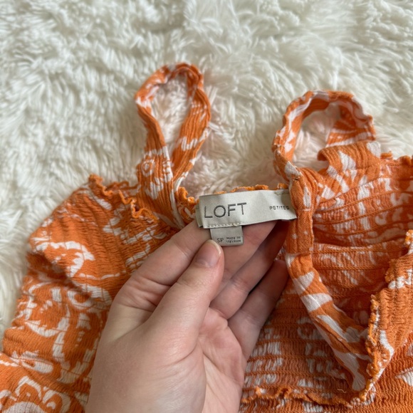 LOFT Vibrant Orange Floral Jumpsuit - Picture 9 of 9